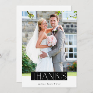 WEDDING THANKS photo modern chic serif overlay Thank You Card