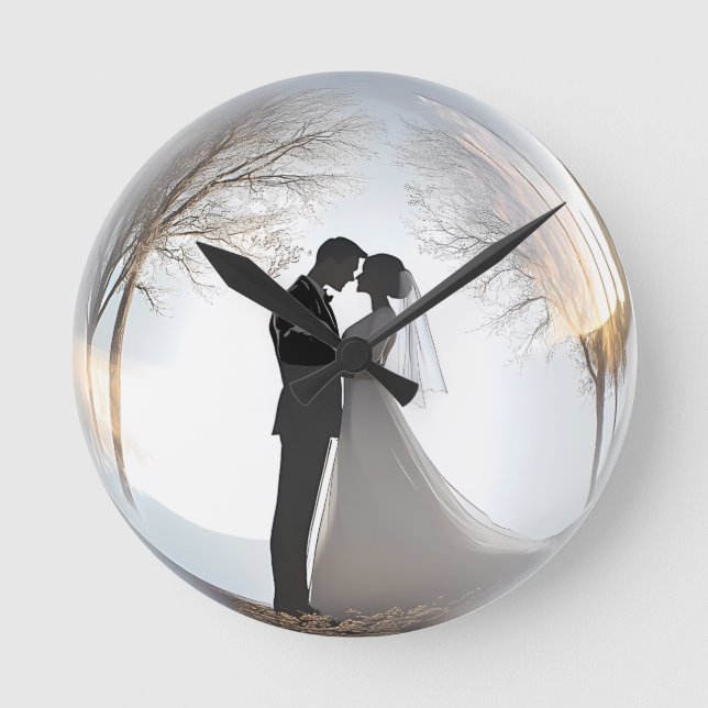 Wedding Theme Romantic  Round Clock (Front)