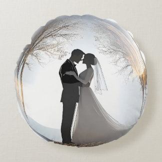 Wedding Theme Romantic  Round Cushion