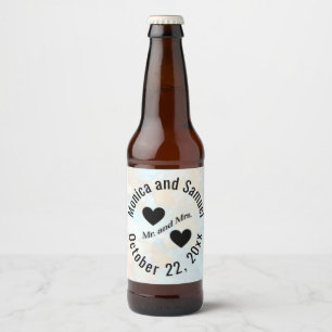 Wedding Theme with Date Names Beer Bottle Label
