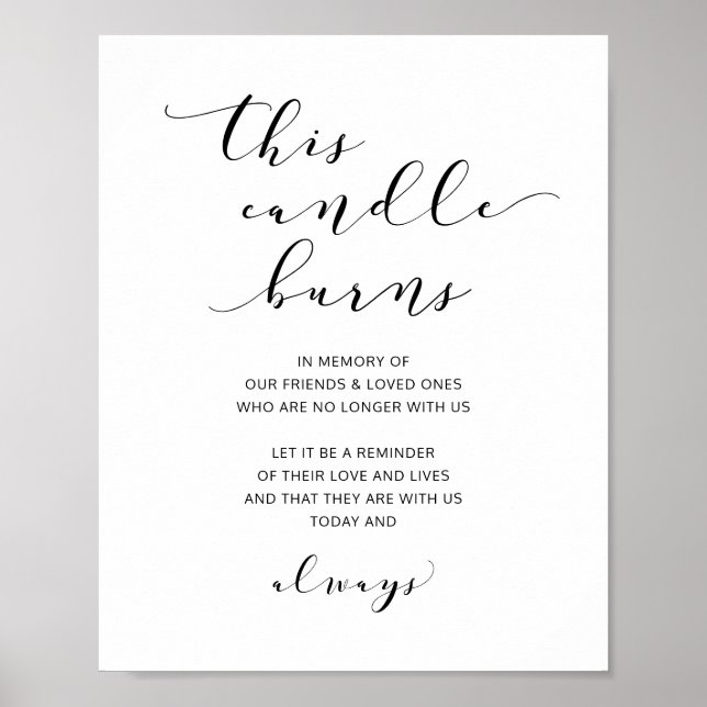 Wedding This Candle Burns Sign Modern Script (Front)