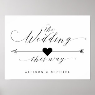 Wedding This Way Elegant Script Directional Sign
