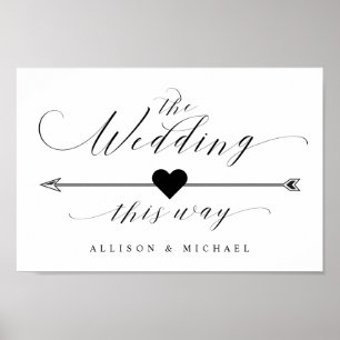 Wedding This Way Elegant Script Directional Sign