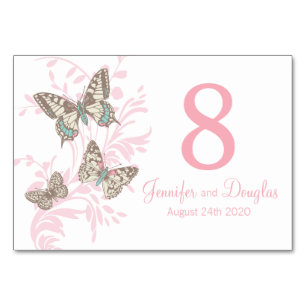 Wedding three graphic butterflies name and date table number