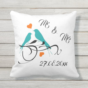 Wedding Throw Pillow Mr & Mrs