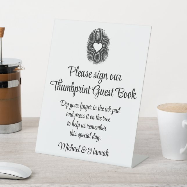 Wedding Thumbprint Guest Book for Reception Table Pedestal Sign (In SItu)