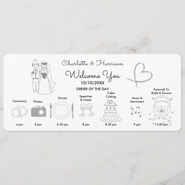Wedding Time Line Program Cute Icons Programme (Front)