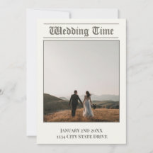 Wedding Time Newspaper - Invitation Reminder Card