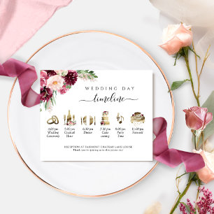Wedding Timeline and Program Burgundy Blush Pink
