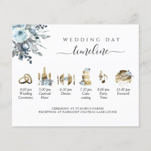 Wedding Timeline Dusty Blue Floral, Enclosure Card