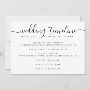 Wedding Timeline   Modern Minimalist Schedule Invitation