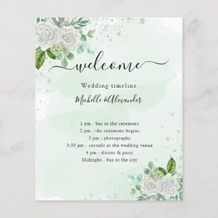 Wedding timeline program florals greenery