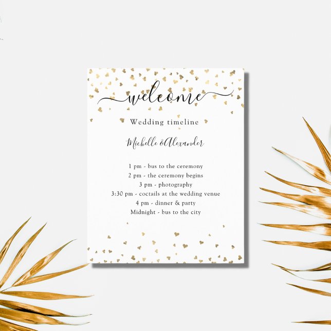 Wedding timeline program gold hearts welcome (Creator Uploaded)