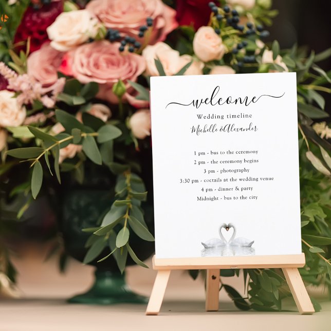 Wedding timeline program white swans (Creator Uploaded)