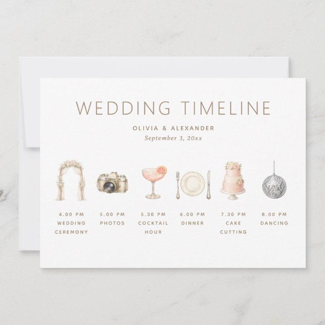 Wedding Timeline + Welcome | Elegant Itinerary Invitation (Back)