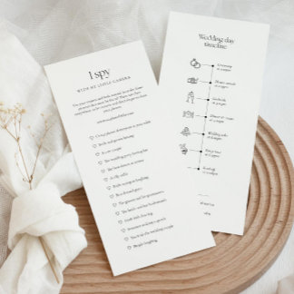 Wedding timeline with icons and I spy game Menu