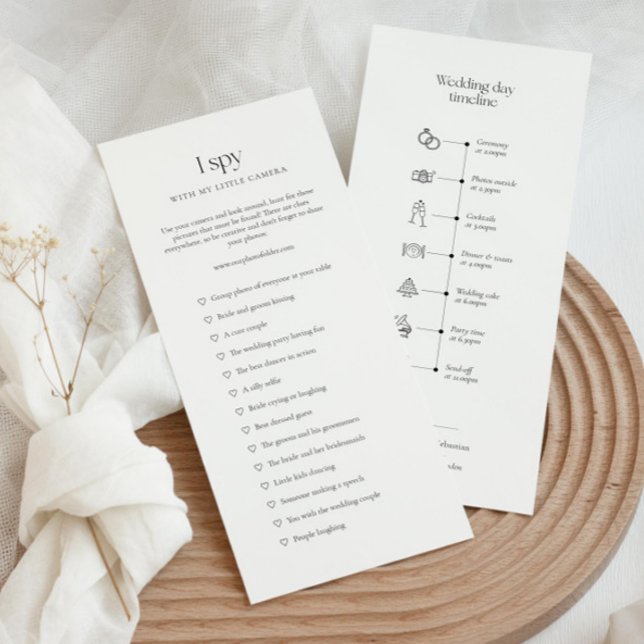 Wedding timeline with icons and I spy game Menu (Creator Uploaded)