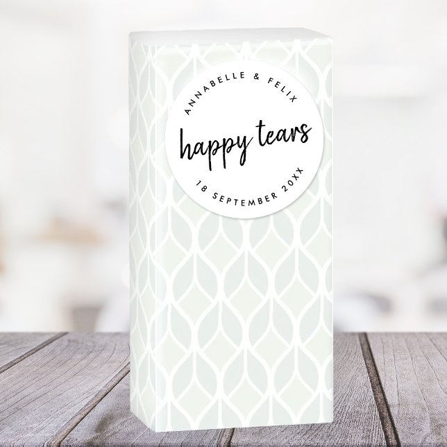 Wedding Tissues | Happy Tears Minimalist Favour Classic Round Sticker (Creator Uploaded)