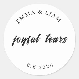 Wedding Tissues Happy Tears Minimalist Round  Classic Round Sticker