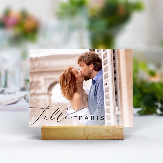 Wedding Travel Destination Photo & Name Table Number (3.5x5" travel photo table numbers)