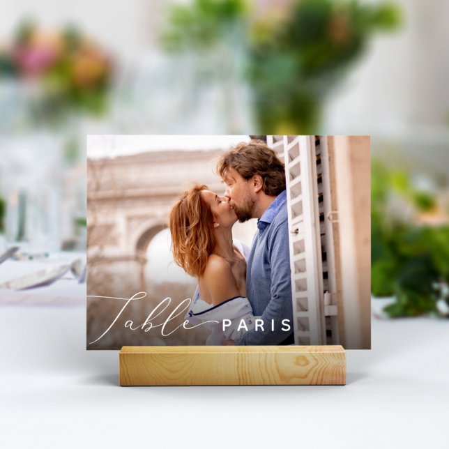 Wedding Travel Destination Photo & Name Table Number (3.5x5" travel photo table numbers)
