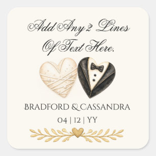 Wedding…treat favour..your text here, bride groom  square sticker