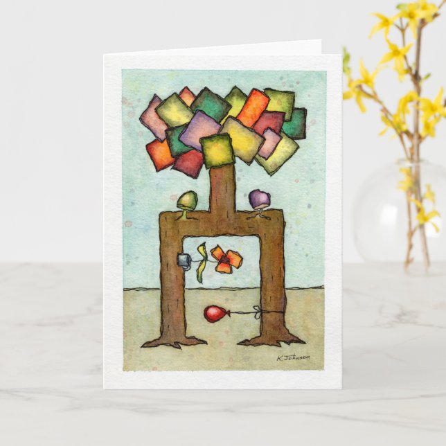 "Wedding Tree" Folded Greeting Card (Yellow Flower)