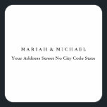 Wedding Trend Minimalist Professional Name Address Square Sticker<br><div class="desc">Those who see it will say what a simple design and will not be able to take their eyes off this product. It is a very elegant, very aesthetic and very simple perfect design. With such simplicity, you will immediately reflect what a fine personality you have and the sensitivity in...</div>