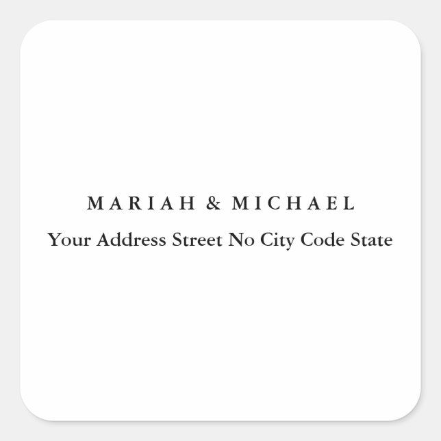 Wedding Trend Minimalist Professional Name Address Square Sticker (Front)