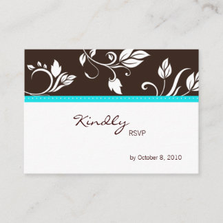 Wedding trendy reply card turquoise blue brown 2