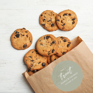 Wedding Trendy Sage Green Take A Treat  Classic Round Sticker