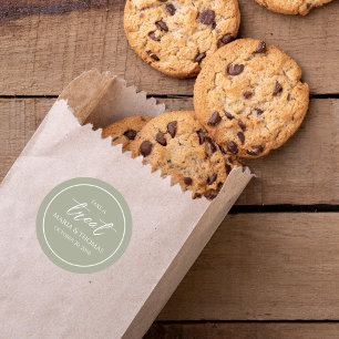 Wedding Trendy Script Green Take A Treat  Classic Round Sticker