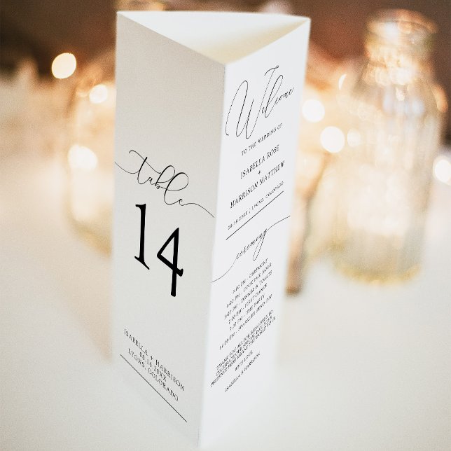 Wedding Trifold Table Number Menu Program Card (Creator Uploaded)