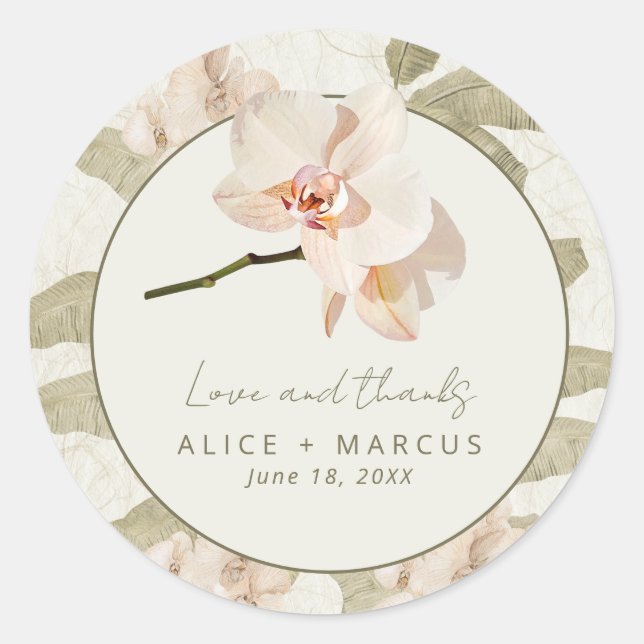 Wedding Tropical Botanical Garden Thank You Favor Classic Round Sticker (Front)