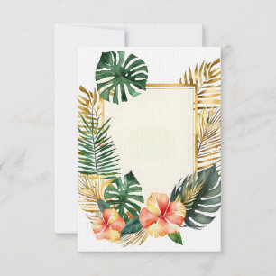 wedding tropical frame flowers and leaves invitation