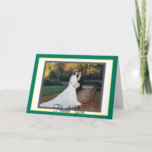 Wedding Tropical Green Yellow Photo Thank You Card