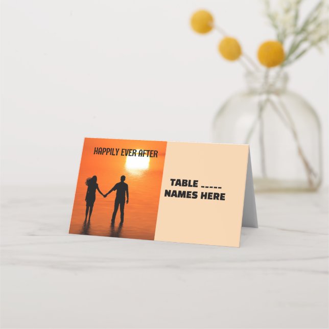 WEDDING TROPICAL HAPPILY EVER AFTER Place Cards (Front)