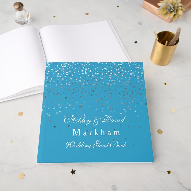 Wedding Turquoise Blue Guest Book (Front Open)