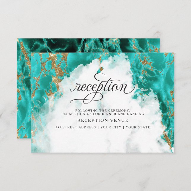 WEDDING| Turquoise Watercolor Geode BarefootBride™ Invitation (Front/Back)