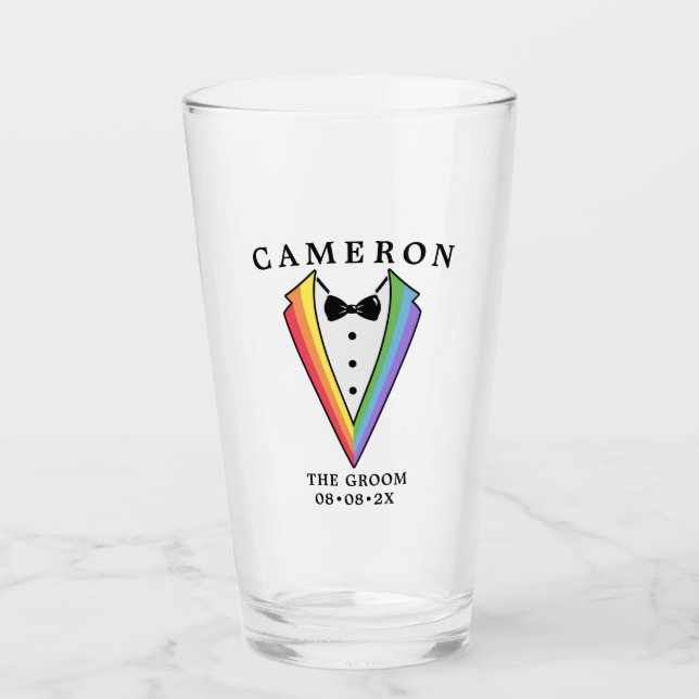 Wedding Tuxedo Gay LGBTQ+ the Groom Glass (Front)