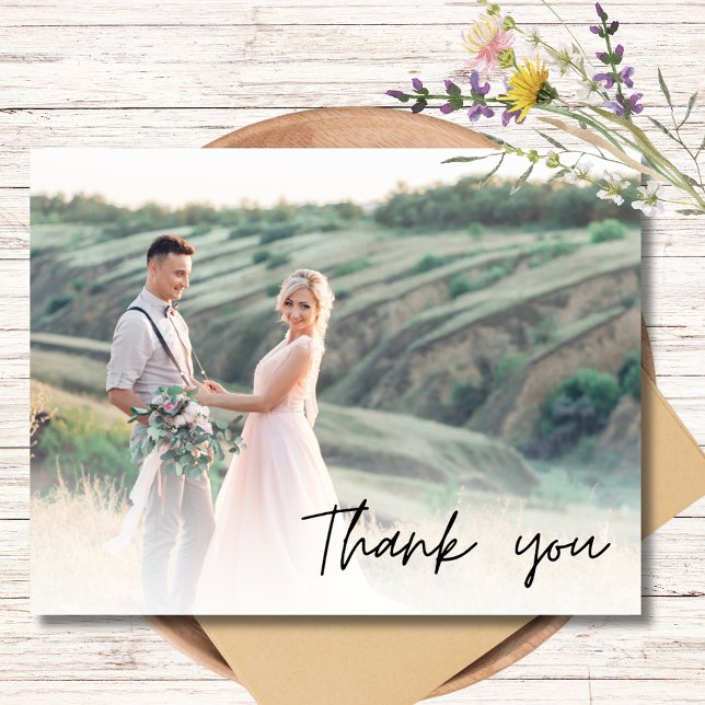 Wedding Two Photo Thank You Postcard (Wedding Two Photo Thank You Postcard)