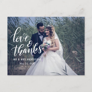 Wedding Typography Love And Thanks Couple Photo Postcard