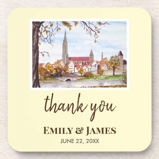 Wedding Ulm Minster Germany Farida Greenfield Coaster (Front)