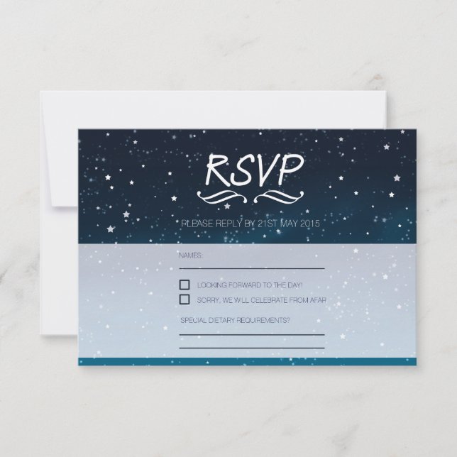 Wedding under the stars RSVP blue night sky Card (Front)