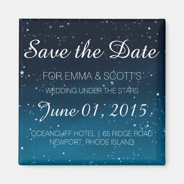 Wedding under the stars Save the Date BLUE Magnet (Front)