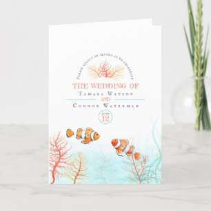 Wedding underwater art coral and fish watercolor programme