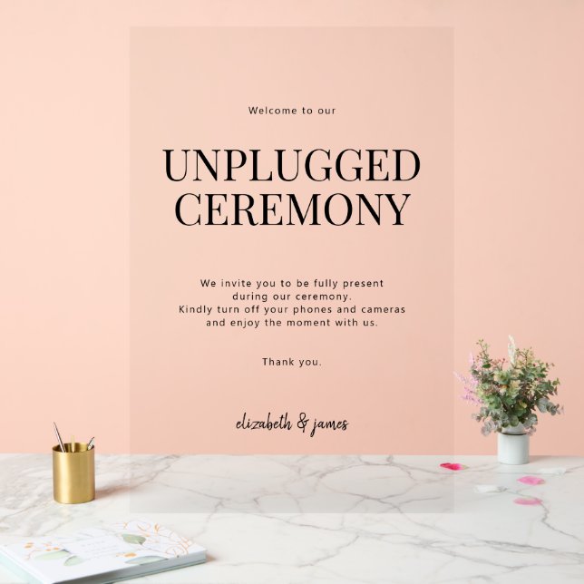 Wedding Unplugged Ceremony Acrylic Sign (Wedding)