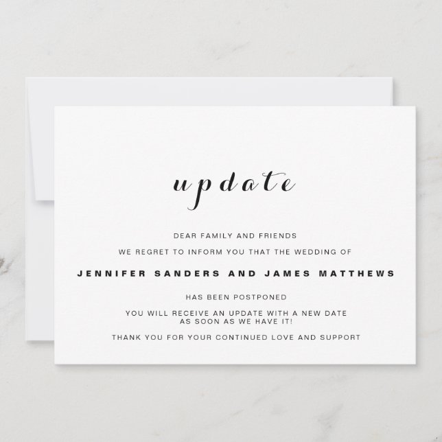 Wedding Uodate Postponement Announcement (Front)