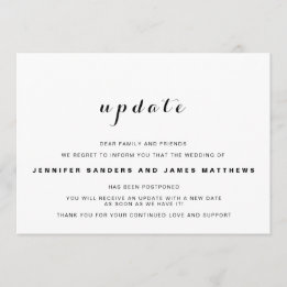 Wedding Uodate Postponement Announcement