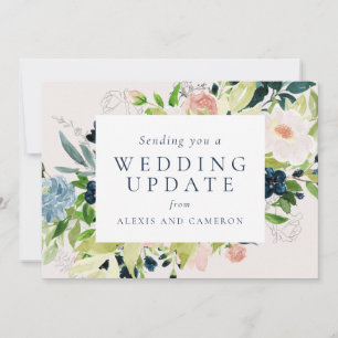 Wedding update blush floral change the date card